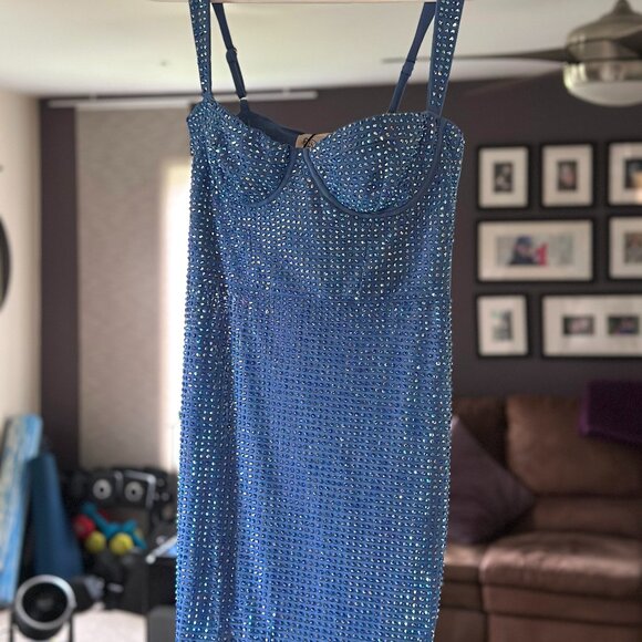 Oh Polly Ines Embellished Corset Mini Dress Cobalt Blue - Picture 2 of 6